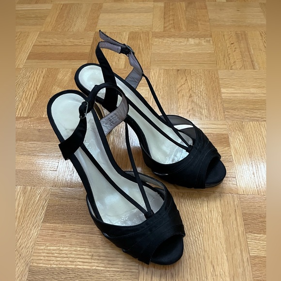 BCBG black satin heels, size 6/36 - Picture 3 of 6